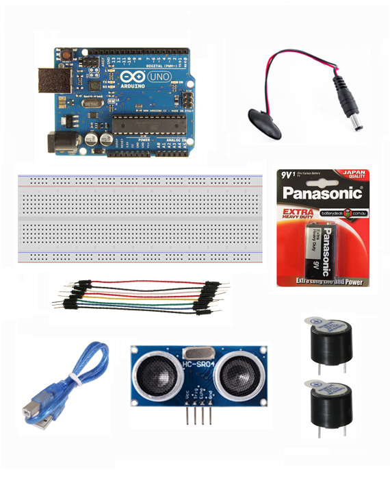 Alarm System Kit Using Ultrasonic Sensor and Buzzer - مجموعة عمل جهاز انذار باستخدام الأردوينو