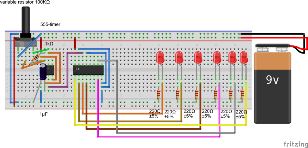 Led Chaser Circuit Using 4017 And 555