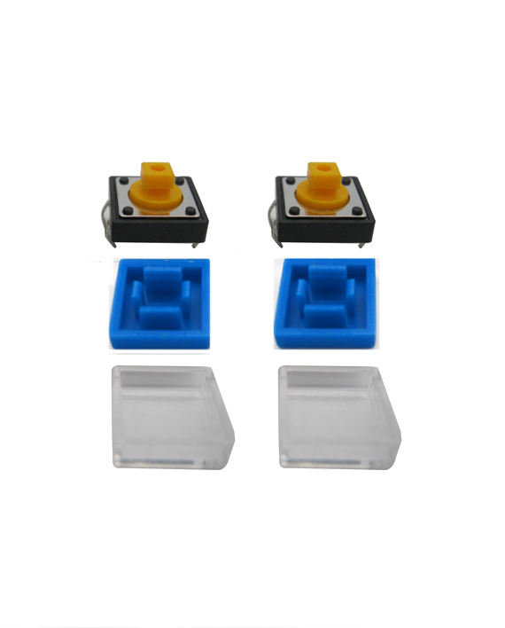 2xTactile B3F Push Button Switch [Blue] [12x12x7mm]- قطعتان زر ضغط مربع  أزرق مع غطاء ازرق  