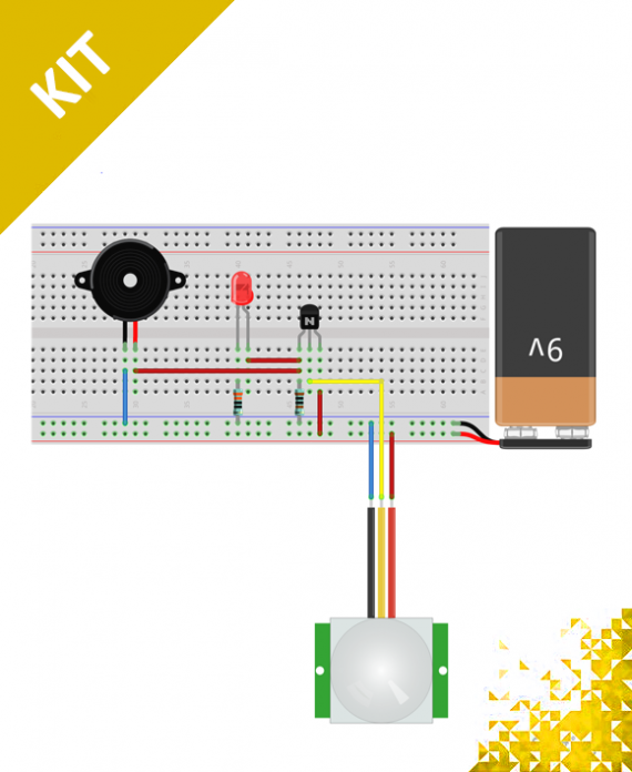 Alarm system using PIR sensor and buzzer