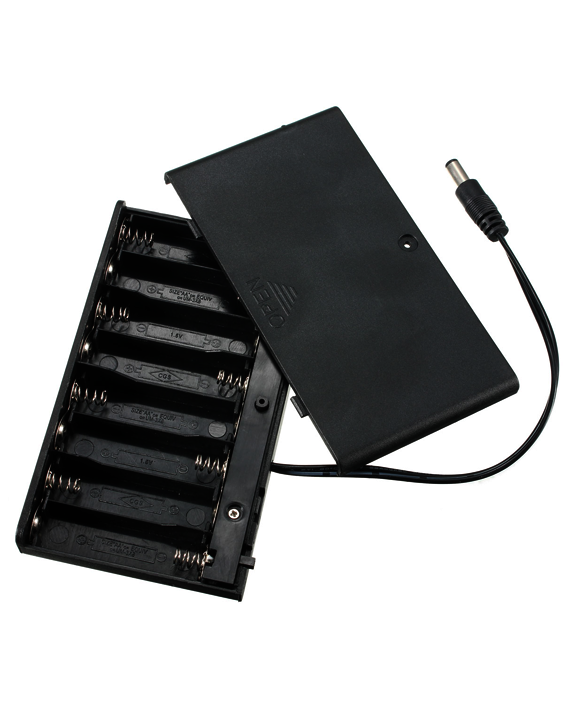 8 x AA Battery Holder Box Case with switch [12V] - حامل بطاريات ثماني مع مدخل و سوتش 12 فولت
