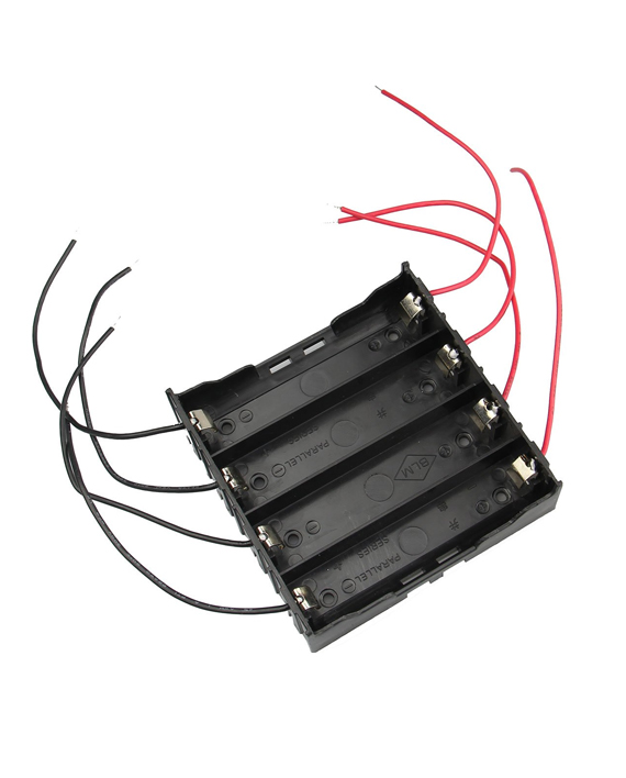 4 x Lithium 18650 Slot Battery Holder [ Parallel ] [ 8 Leads ] - حامل بطاريات 18650رباعي