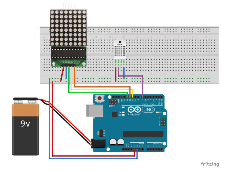 Room Temperature Display Using Matrix Screenمشروع عرض درجة حرارة الغرفة