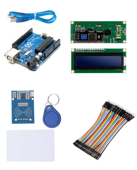 دائرة قراءة البطائق الممغنطة وعرضها على الشاشة - RFID Reader with LCD and Arduino Circuit