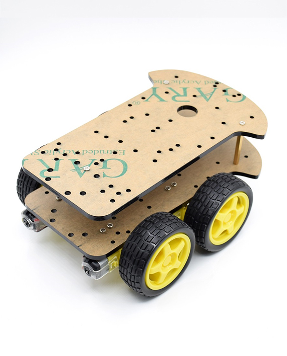 4WD Transparent Robot Smart Car Chassis [2 Layer] [4 Motors] - مجسم سيارة أربع عجلات