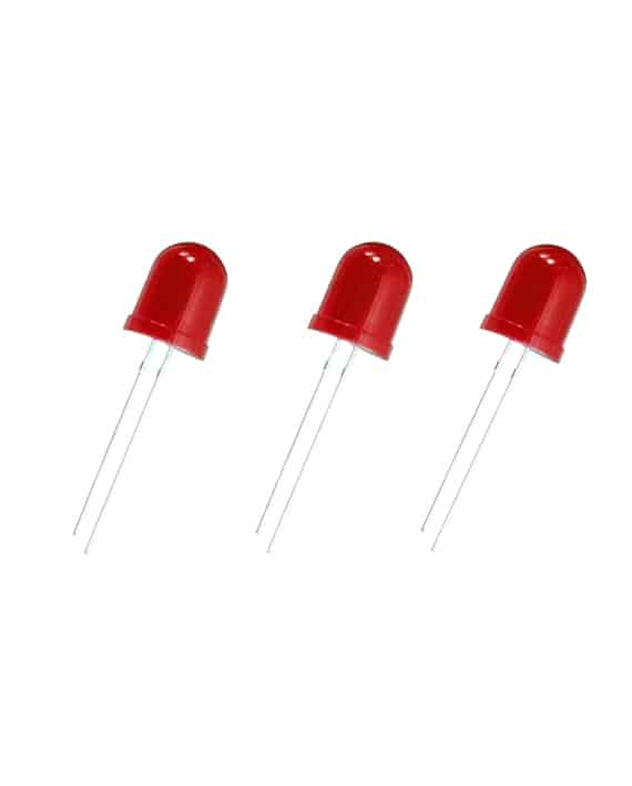 Red LED 10MM ( 3 Pieces ) - باعث ضوئي أحمر بحجم 10 ملم ثلاث قطع