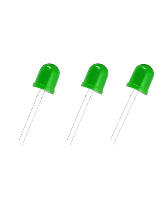 Green LED 10MM  ( 3 Pieces ) -باعث ضوئي أخضر بحجم 10 ملم  ثلاث قطع