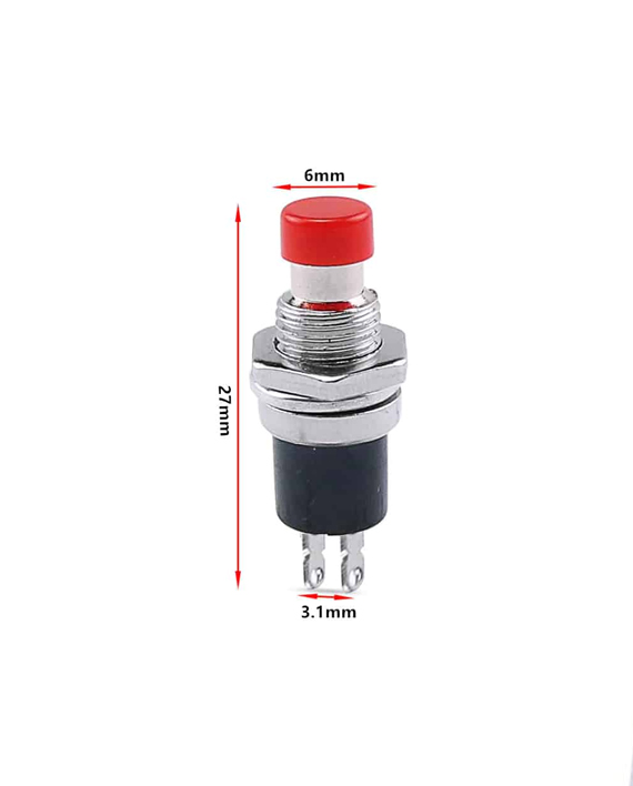 Mini Momentary Pushbutton Switch Red - زر ضغط أحمر