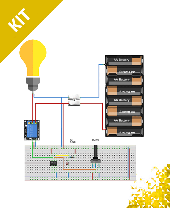 Op-amp circuit to control 12 volt light bulb using lm358 and LDR - دائرة مقارنة للتحكم باستخدام حساس الضوء وريليه وانارة